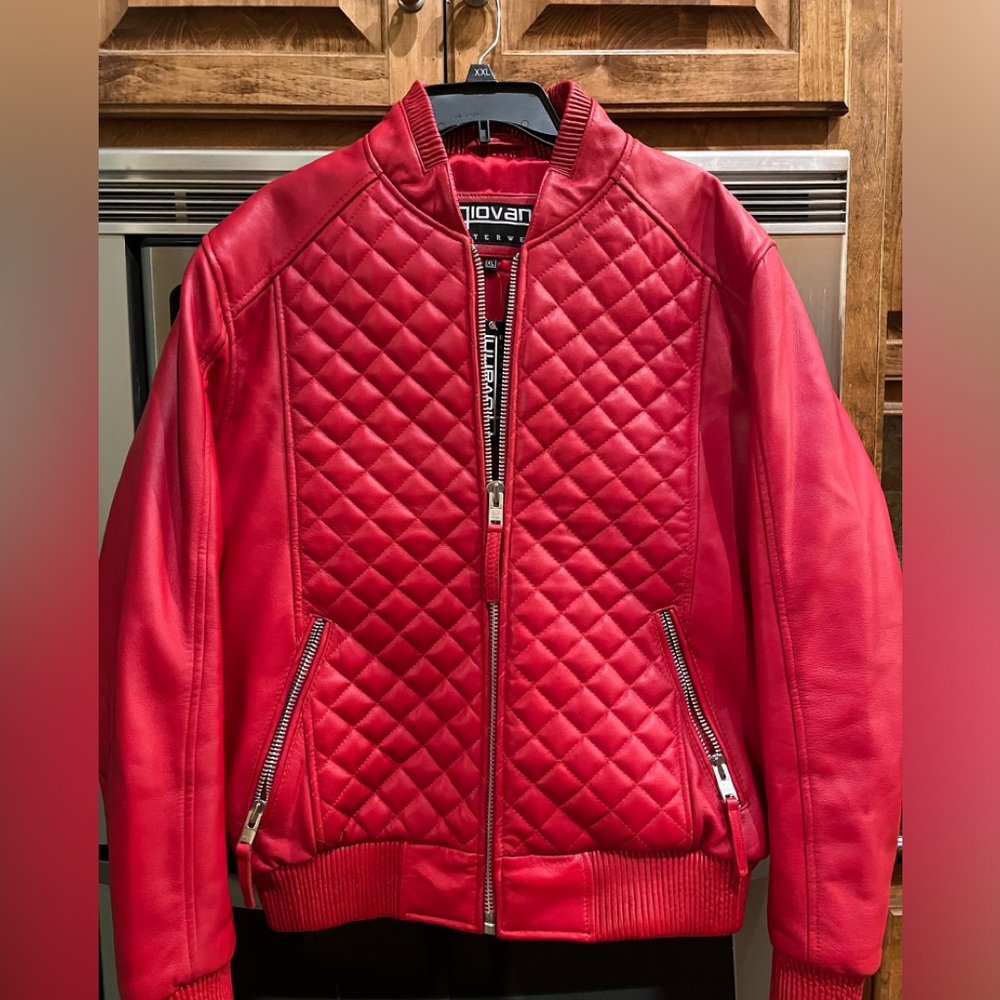 NWT Men Giovanni Outerwear Red Quilted Coat